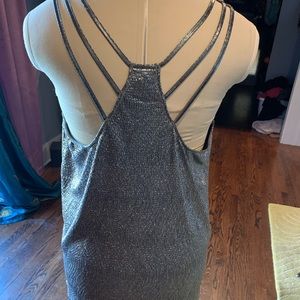Silver tank with beautiful strapped back